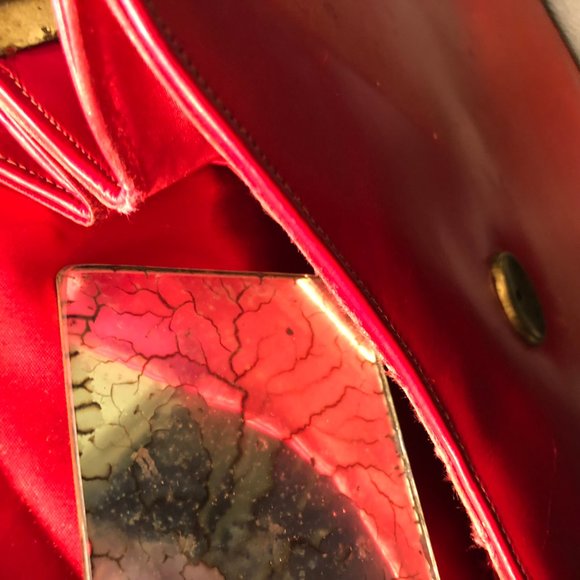 Vintage Small Structured Leather Top Handle Handbag Purse - Red / Orange / Rust - Picture 6 of 16